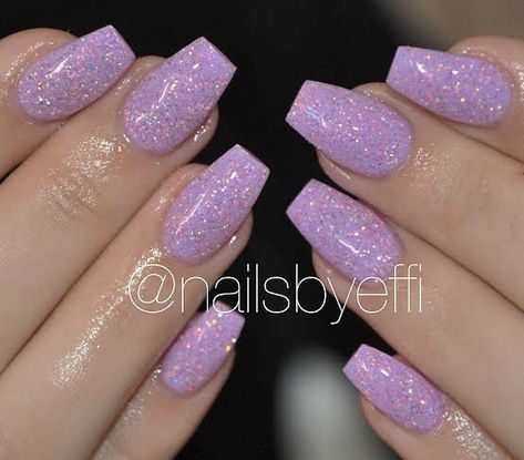 Stephs Nails, Purple Sparkly Nails, Glitter Acrylic Nails, Light Purple Nails, Glitter Tip Nails, Purple Glitter Nails, Glitter Nails Acrylic, Lilac Nails, Purple Acrylic Nails