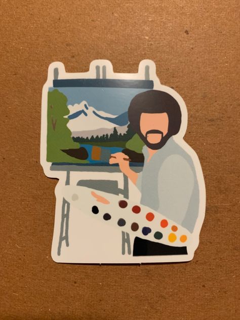 Bob Ross Clipart, Bob Ross Cartoon, Artist Stickers, Sticker App, Jenga Blocks, Frat Coolers, Bob Ross, Zero Two, Portrait Inspiration