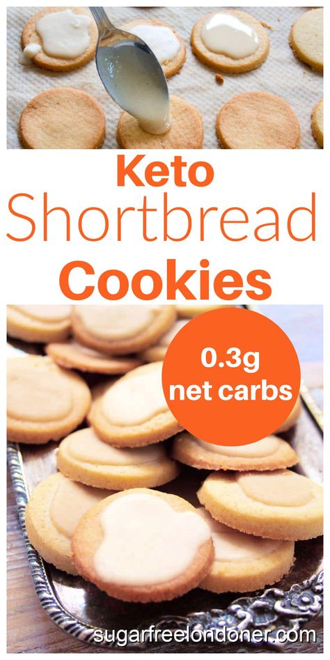 A low carb and entirely sugar free take on classic shortbread biscuits. Low Carb Coconut Shortbread Cookies are light, buttery and crumbly with a deliciously rich coconut butter glaze. Perfect for diabetics, gluten free and ketogenic diets. #cookies #lowcarb #sugarfree #shortbread Coconut Shortbread Cookies, Keto Shortbread Cookies, Keto Shortbread, Coconut Shortbread, Sugar Free Cookie Recipes, Low Carb Holiday Recipes, Low Carb Holiday, Butter Glaze, Shortbread Biscuits