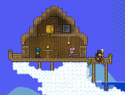 Sky Lake Fishing Spot Terrarium Base, Terraria Builds, Side Scroller, Fishing Outfit, Sky Island, Sky Lake, Fishing Art, Fishing Lake, Fishing Photography