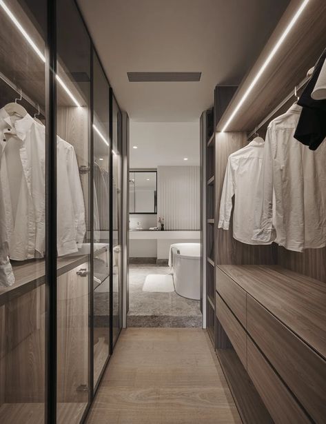 Walk In Closet Minimal, Walk Through Wardrobe To Ensuite, Walk In Closet And Bathroom Combo, Bathroom And Closet Combo, Closet And Bathroom Combo, Walk In Closet Inspiration, Functional Closet, Walk In Wardrobe Design, Walk In Closet Design