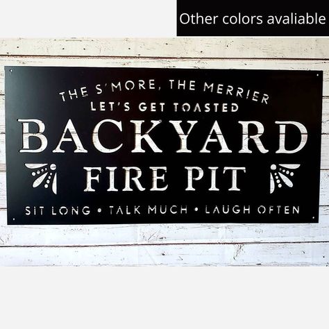 Fire Pit Metal, Mason Jar Garden, Metal Porch, Backyard Signs, Backyard Fire Pit, Fall Nights, Jar Decor, Steel Signs, Backyard Fire