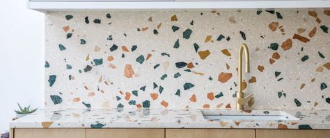 How much does a terrazzo countertop cost? - Diespeker & Co Terrazzo Kitchen Countertops, Kitchen Terrazzo, Terrazzo Countertops, Terrazzo Countertop, Terrazzo Kitchen, Terrazzo Design, Terrazzo Tile, Modern Craftsman, Commercial Design