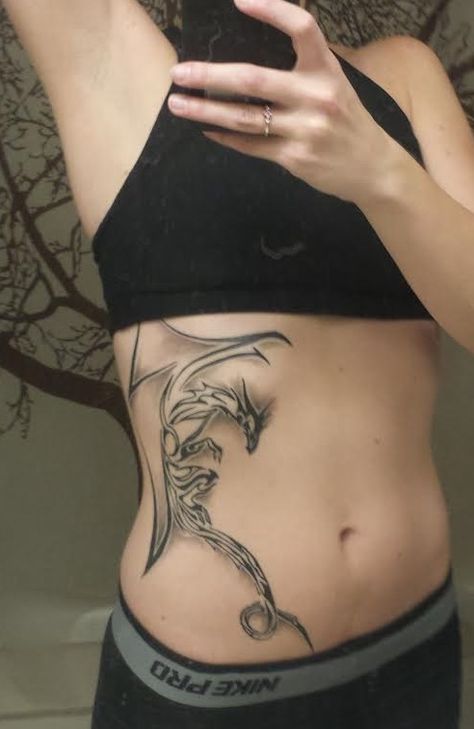 dragon rib tattoo tribal - done by Zack Hook at Next Generation Tattoo and Body Piercing in Springfield, MO Dragon Ribcage Tattoo, Dragon Tattoo Ribcage, Dragon Rib Tattoo Woman, Dragon Rib Tattoo, Generation Tattoo, Cage Tattoo, Underarm Tattoo, Rib Tattoos For Women, Ribcage Tattoo