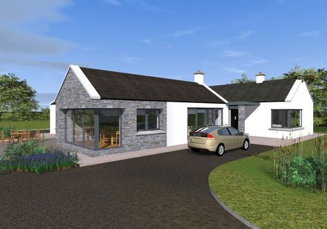 Traditional Style Bungalow with Contemporary Features – Bungalow House Design Ireland, Irish House Plans, House Plans Ireland, Contemporary Bungalow, Modern Bungalow House Plans, House Designs Ireland, Basement Foundation, Bungalow Extensions, Modern Bungalow Exterior