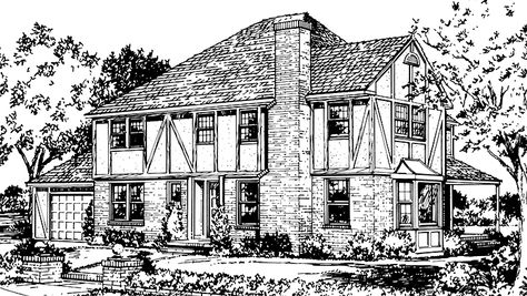 Modern Tudor House Plans, Modern Tudor House, Manor Floor Plan, Tudor House Plans, Sofia Ferreira, Modern Tudor, Tudor Home, Contemporary Modern House, Narrow Lot House