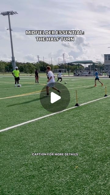 Elite Soccer School on Instagram: "As a midfielder, working on half turns is essential to helping your team progress plays. For example, checking in receiving from a center back, then turning  and playing a winger. That’s where this turn becomes so crucial for a midfielder to have in their locker. 💼  Main focuses of this drill: checking your shoulder, opening hips to receive, allowing the ball to finish in front and not under. ✅  #soccer #soccertips #playsoccer #futbol #coachingtips #playsoccer #tips #messi   Do you use this turn?" Midfielder Soccer, Soccer School, Soccer Tips, Speed Training, Play Soccer, Spring 2024, Turning, Coaching, Soccer