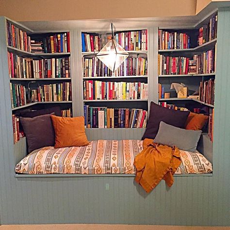 Book Nook Closet, Closet Library, Reading Nook Closet, Garage To Living Space, Home Library Rooms, Bed Nook, Theater Room Design, Turn Up The Volume, Home Library Design