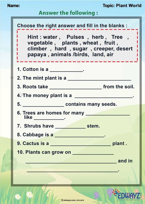 Evs Worksheet Class 3, Science Worksheet For Class 3, Class 3 Science Worksheets, Class 2 Evs Worksheets, Gk For Class 2, Gk Worksheets For Class 2, Types Of Plants Worksheets For Grade 1, 2nd Class Evs Worksheet, Evs Worksheet For Class 3