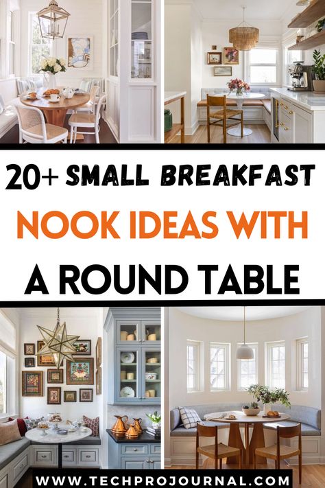 In my search for breakfast nook ideas, I found that a round table is the perfect fit for a small nook! Discover ways to create a charming, inviting nook that’s perfect for enjoying your breakfast. Breakfast Nook With Dining Table, Breakfast Nook Straight Wall, Breakfast Nook With Sliding Glass Door, Breakfast Nook Styling, Kitchen Bay Window Table, Decorate Breakfast Nook, Breakfast Nook In Front Of Sliding Door, Breakfast Nook Repurpose, Counter Height Breakfast Nook