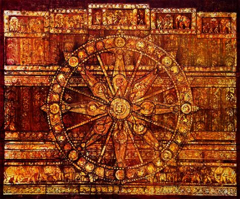 Konark Temple- Chariot Wheel Sacred Art by Ram Thorat Konark Wheel Painting, Konark Wheel, Chariot Wheel, Konark Temple, Scripture Wedding, Wheel Painting, Wedding Scripture, Spiritual Paintings, Indian Paintings