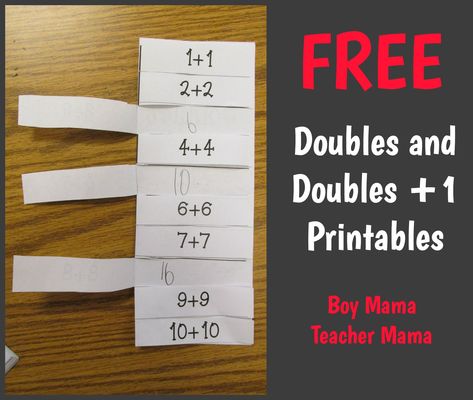 Boy Mama Teacher Mama | FREE Doubles and Doubles +1 Printables {After School Linky} Teaching Doubles, Doubles Plus One, Math Fact Games, Doubles Facts, Math Practice Worksheets, Math Board, Online Music Lessons, Math Madness, Boy Mama