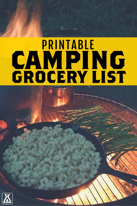 Camping Grocery List, Camping Food List, Camping Essentials List, Rv Camping Checklist, Motorcycle Camping Gear, Printable Shopping List, Camping List, Motorcycle Camping, Campfire Cooking