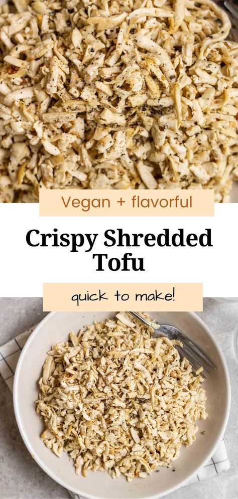 If you are looking for a unique way to cook tofu, try this shredded tofu! It is crispy, packed with flavors, and is a great meatless substitute for shredded chicken. This recipe is also incredibly easy to make! Shredded Tofu Recipe, Shredded Tofu, Ways To Cook Tofu, Cook Tofu, Tofu Recipes Easy, Vegetarian Substitutes, Tofu Chicken, Gluten Free Brands, Tofu Recipes Vegan