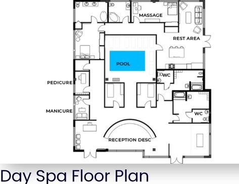 Spa Floor Plan Layout, Spa Floor Plan, Plan Layout, Spa Ideas, Floor Plan Layout, Electrical Plan, Relax Spa, Student Created, Wellness Center