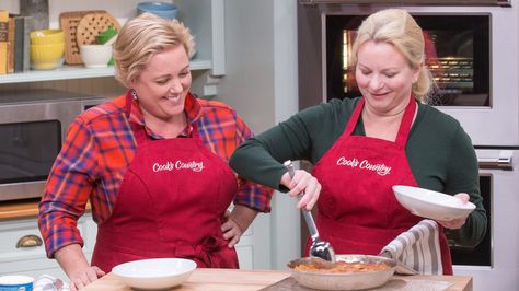 Julia Collin Davison shows host Bridget Lancaster how to make a regional favorite, Southern Style Smothered Chicken. Then, equipment expert Adam Ried reveals the best Kitchen Timer on the market. Finally, Bridget Lancaster reveals the secrets to a show-stopping Apple Pandowdy. Apple Dowdy, Apple Pan Dowdy, Apple Pandowdy, Fried Peach Pies, Barbecue Chicken Thighs, Apple Baking, American Test Kitchen, Cooks Country, Country Food