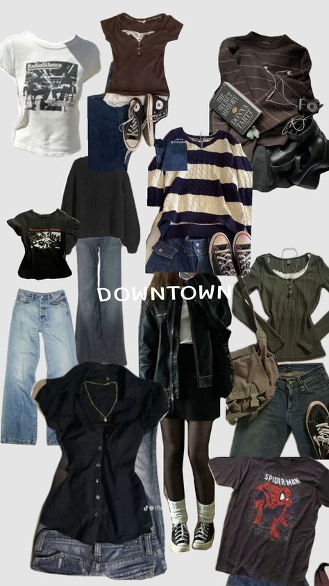 #downtowngirlies #downtowncore #wishlist #outfits W2e Outfits, Dazecore Outfit, Y2k Grunge Outfits, Fit Board, Downtown Core, Skins Uk, Fall Fit, Fit Board Workouts, Y2k Grunge