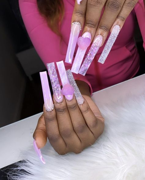 Hard Gel Nails, Pretty Toe Nails, Pink Ombre Nails, Long Acrylic Nail Designs, Diy Acrylic Nails, Winter Nails Acrylic, Cute Acrylic Nail Designs, Glow Nails, Exotic Nails