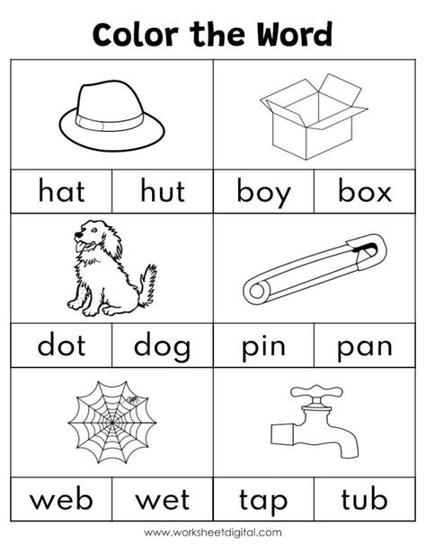 Phonics Worksheets Kindergarten, Cvc Worksheets, Cvc Words Worksheets, Cvc Words Kindergarten, Kindergarten Phonics Worksheets, Blends Worksheets, Kindergarten Freebies, Kindergarten Reading Worksheets, Worksheets Kindergarten