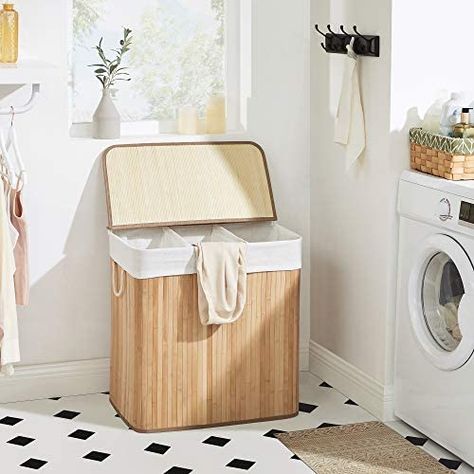 SONGMICS Laundry Hamper Basket with 3 Sections, Clip-on Lid and Handles, 150L Foldable, for Laundry Room, Bedroom, Bathroom, Natural LCB091N01: Amazon.co.uk: DIY & Tools Laundry Box, Compact Laundry, Laundry Basket With Lid, Laundry Hamper With Lid, Laundry Basket Organization, Laundry Bin, Hamper Storage, Clothes Hamper, Washing Basket