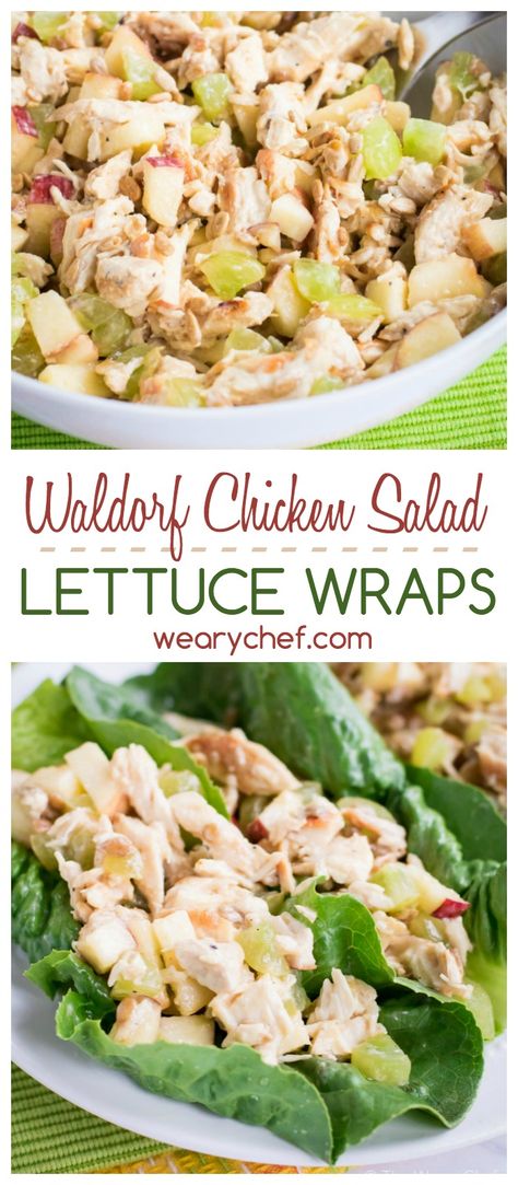 Whip up a batch of this Waldorf Chicken Salad for quick lunches all week long! It's also great for using leftover turkey! Catering Sandwiches, Chicken Salad Lettuce Wraps, Chicken Salad Lettuce, Waldorf Chicken Salad, Mexican Sour Cream, Salad Lettuce, Chicken Salads, Sour Cream Dip, Cream Dip