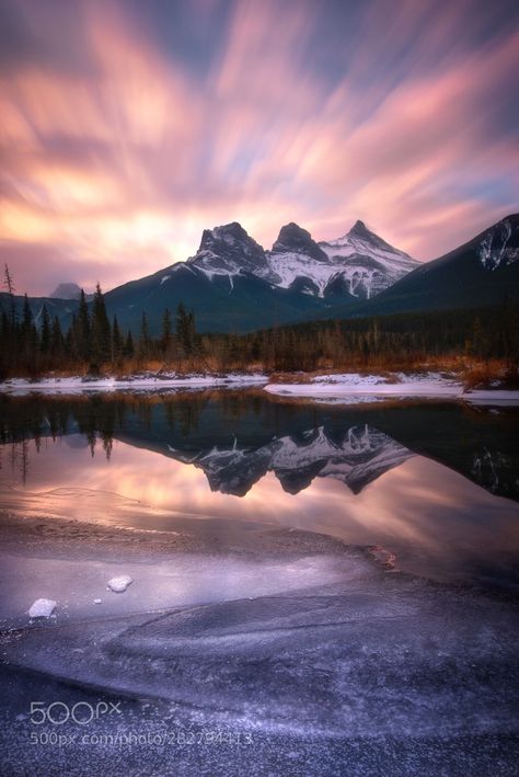 Three Sisters Mountain, Pink View, Banff National Park Canada, Sister Tattoo, Mountain Painting, Sisters Art, Mountain Photography, Three Sisters, Mountain Paintings