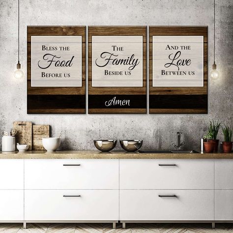 Pictures For Kitchen Walls, Bless The Food, Dining Room Remodel, Kitchen Decor Wall Art, Food Family, Dining Room Walls, New Home Designs, Multi Panel Canvas, Room Wall Decor