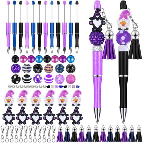 PRICES MAY VARY. Abundance of Creative Supplies: this package offers you a variety of 12 beaded pens bulk, 12 tassels, 12 dwarf decorations, 12 clasps, and 38 beads; With such a generous quantity, you'll have everything you need for your daily crafting projects Exquisite Craftsmanship: each beadable pen is meticulously made with durable plastic, while the pen holder is crafted with sturdy metal; These materials ensure long lasting use without worry of breakage or deformation Exquisite Assortment Focal Bead Pens, Decorative Pens, Diy Pens, Bead Pens, Office Christmas Gifts, Beads Tassels, Vendor Displays, Beadable Pens, Pen Craft