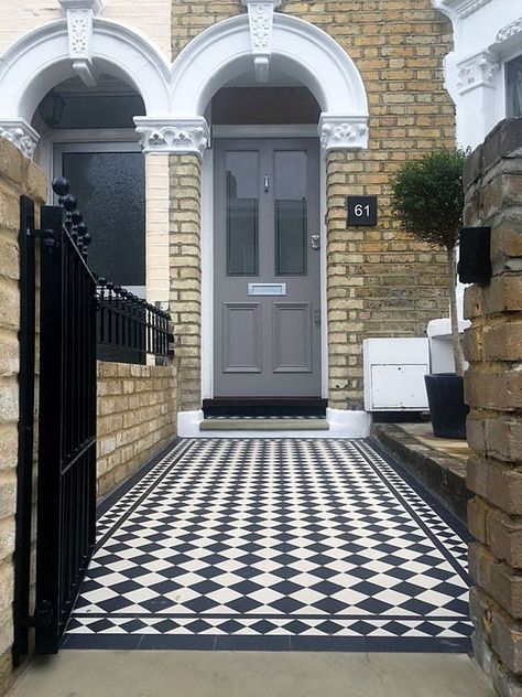 10 of the best house selling secrets Victorian Front Garden, Victorian Front Door, Victorian Front Doors, White Mosaic Tile, Victorian Terrace House, Front Garden Design, Victorian Tiles, London Garden, Door Inspiration