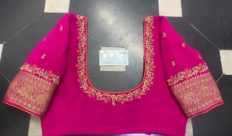 Machine Work Blouse Designs For Silk Saree, Mission Work Blouse Designs, Mission Embroidery Blouse Designs, Organsa Dress, Simple Machine Work Blouse Designs, Simple Machine Embroidery Designs For Blouse, Pink Embroidery Blouse, Machine Embroidery Designs For Blouse, Pink Blouse Work