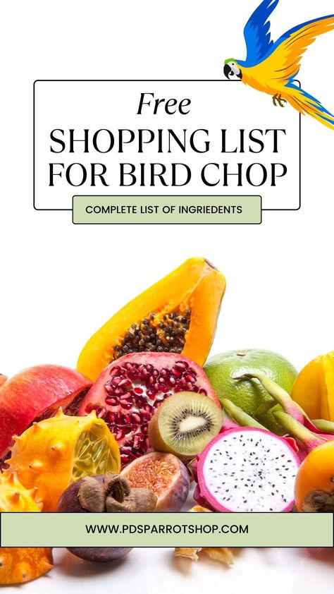 image of fruits which are healthy for bird chop Conure Chop Recipe, Bird Food Recipes, Parrot Chop, Budgie Food, Parrot Diet, Conure Parrots, Bird Food, Chops Recipe, Balanced Meals