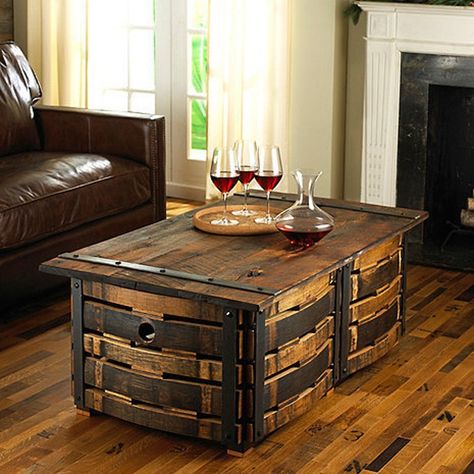 Wine Barrel Storage, Whiskey Barrel Coffee Table, Wine Barrel Coffee Table, Wine Barrel Art, Whiskey Barrel Table, Wine Barrel Decor, Wine Barrel Crafts, Barrel Coffee Table, Wood Benches