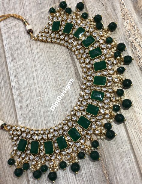 @NGT6020 Green Jwellary Set Bridal, Green Jwellary Set, Green Jwellary, Gold Chocker Necklace, Choker Sets, Bridal Jewelry Sets Brides, Bride Jewelry Set, Gold Jhumka Earrings, Bridal Jewelry Necklace