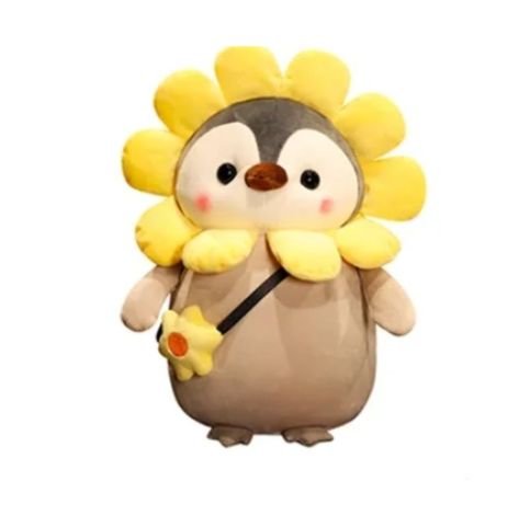 Plushie Penguin, Penguin Plushie, Carrd Stuff, Brown Flower, Yellow