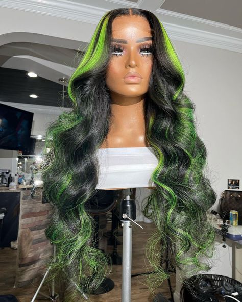 Atl Wigs ✂️ on Instagram: “Shego 💚🖤💚🖤 30” closure unit using 26,28,30,30 Shego has been added to cyber Monday 💕” Black And Green Frontal Wig, Green And Black Wigs Black Women, Emerald Green Lace Front Wig, Shego Hair Wig, Green With Blacklace Front Wigs, Body Wave Wigs, Hair Body Wave, Hair For Women, Human Virgin Hair