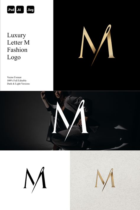 Luxury Letter M Fashion Logo Ideal for: - Premium Fashion Brands - Luxury Boutiques - Sophisticated Apparel You'll receive: - 100% Resizable vector logo - Customizable colors - AI, PSD & SVG files For support and customization, contact us. Elevate your fashion brand with our Luxury Letter M Fashion Logo today. Fashion Design Logo Ideas Creative, Logo Design Ideas Fashion Clothing, Fashion Brand Logo Ideas, M Letter Logo, Clothing Logo Design, Letter M Logo, Clothing Brand Logos, Fashion Logo Branding, M Logo