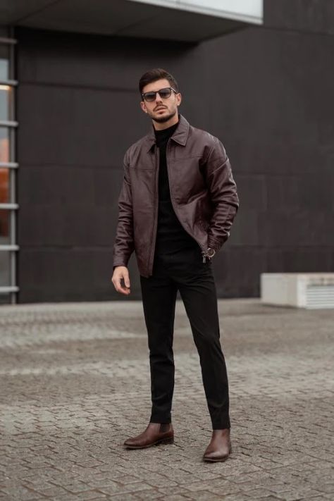 Chelsea Boot Formal Outfit Men, Mens Fashion Chelsea Boots Outfit, Men In Chelsea Boots Outfit, Mens Outfit With Black Jeans, Brown Chelsea Boots Men Outfit Formal, Brown Boots Outfit Men Formal, Mens Outfits Chelsea Boots, Outfits With Chelsea Boots Men, Formal Outfit Men Winter