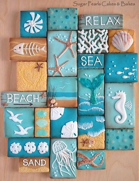 Beach Cookies, Hantverk Diy, Deco Marine, Art Coquillage, Themed Cookies, ดินปั้น Polymer Clay, Beach Crafts, Seashell Crafts, Shell Art