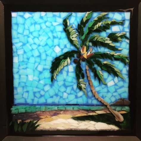 Palm Tree Mosaic, Palm Tree Diy, Stained Glass Ideas, Tree Tattoo Art, Outside Wall Art, Tree Mosaic, Palm Trees Painting, Mosaic Garden Art, Tree Textures