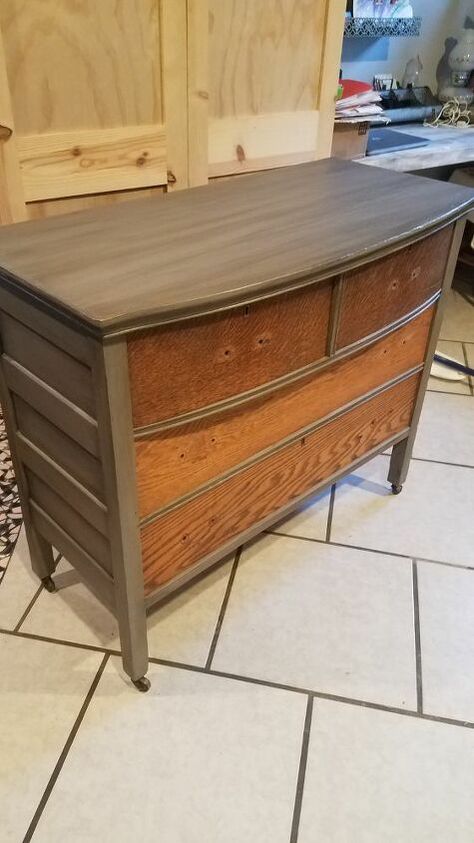 Antique Oak Dresser Makeover, Oak Dresser Makeover, Dresser Makeover Diy, Antique Oak Dresser, Dresser Makeovers, Wood Spa, Builder Grade Kitchen, Dresser Ideas, Diy Dresser Makeover