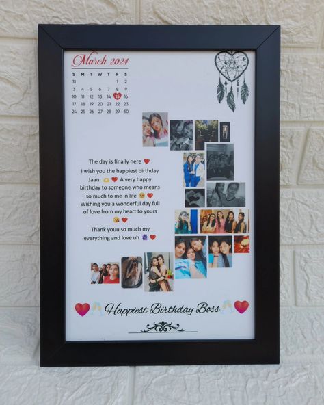 Moon Frame 🌙 ♥️ 🔸Details -Size 10x14 inches -Silk Laminated Frame -Strong 8MM Base -Wall Hanging -Scratchless Printing Quality 🔸Frame Colours -Black -White #framebyframe #frame #frames #customisedframe #personalisedframe Photo Frames With Quotes, Moon Frame, Album Design Layout, Baby Collage, Collage Photo Frame Design, Birthday Bestie, Happy Birthday Bestie, Birthday Photo Frame, Album Frames