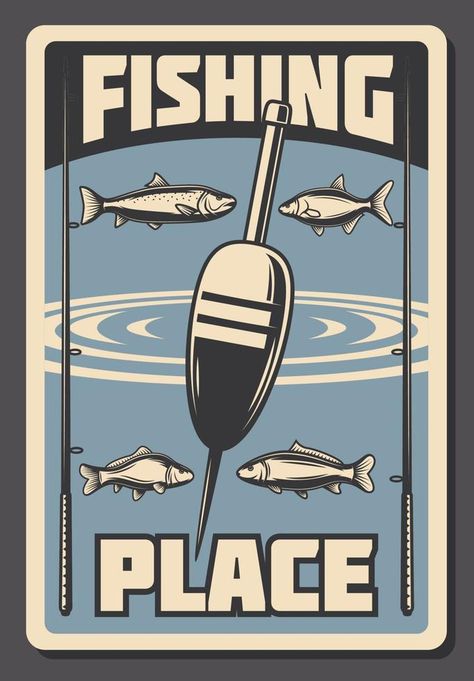 Sea fishing advertisement vector retro poster Fishing Aesthetic, Ocean Fishes, Fishing Poster, Alumni Reunion, Poster Advertisement, Fishing Bobber, Retro Vector, Beer Design, Sea Fishing