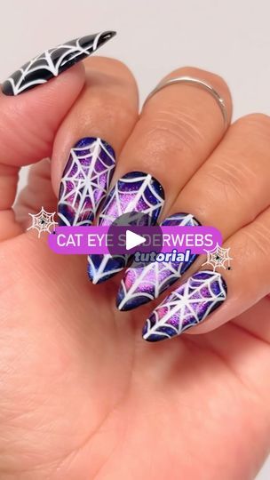 8.6K views · 1.9K reactions | How to: Color shifting cat eye spiderweb nails.
😱🤯💅🏽🕸️
Save & Share this fun Halloween look under nail inspo!
Follow for more tutorials! 🩷💙

Using @daily_charme (code: JEN10)
•001 Perfect Black
•002 Perfect White
•C69 Celestial Charme
•C72 Serenity Spell
•Magnetic Cylinder Wand
•Strong Cat Eye Magnetic Cylinder 
•Art Liner Brush

#halloween #halloweennails #cateyenails #nailinspo #nails #uñasdehalloween #nailvideos #diynails #pressonnails #nailtrends #magneticnails #cateyepolish  #coralinenails #tutorial #nailartvideos #nailtutorial #howto #easytutorial 
#halloweenbeauty #halloweenseason #halloweenstyle #spiderwebnails #colorshiftingnails #magneticpolish #uñas | Jeanette Flores | Gentle Jammers · Mysterious Spiderweb Nails, Strong Cat, Magnetic Polish, Halloween Beauty, G Nails, Liner Brush, Magnetic Nails, Cat Eye Nails, Nail Art Videos