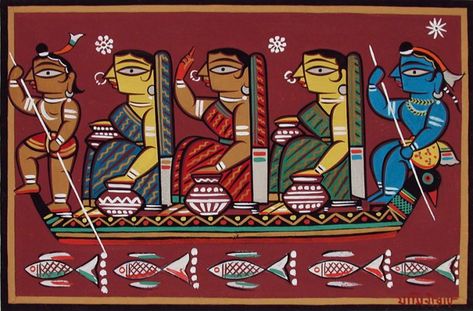 Yamini Roy Paintings, Bengali Traditional Art, Jamini Roy Paintings Folk Art, Jamini Roy Paintings, Tikuli Art, Patachitra Paintings, Artworks Ideas, Jamini Roy, Famous Art Paintings