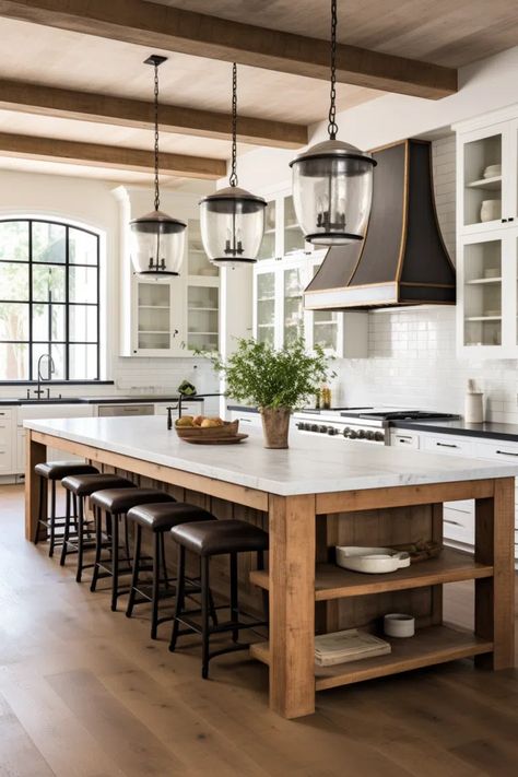 100 Stunning Modern Rustic Kitchen Ideas Kitchens 2024, Kitchen Trends 2024, Barndo Ideas, Island Cabinets, Modern Farmhouse Kitchen Decor, Interior Ceiling, Kitchen Makeovers, Island Bench, Casa Country