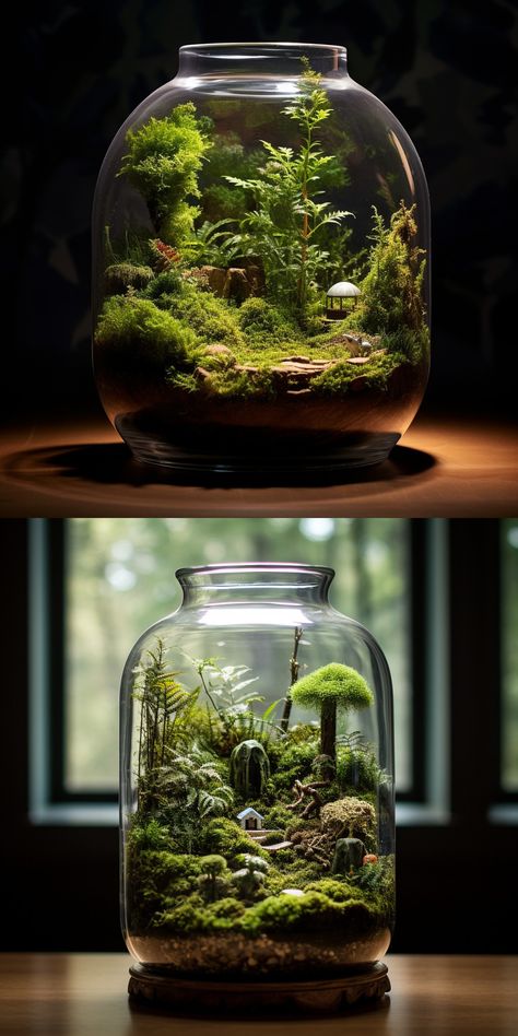 Hobbit Terrarium, Fantasy Terrarium, Winter Terrarium, Zen Terrarium, Glass Jar Diy, Carnivorous Plants Terrarium, Green Community, Closed Terrarium, Fairy Terrarium