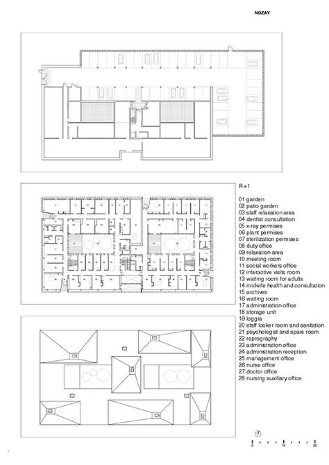 Gallery of Nozay Health Center / a+ samueldelmas - 19 Health Center Architecture, Hospital Plans, Roof Work, Structural Drawing, Architecture Presentation Board, Community Health, Hospital Design, Ground Floor Plan, Health Center