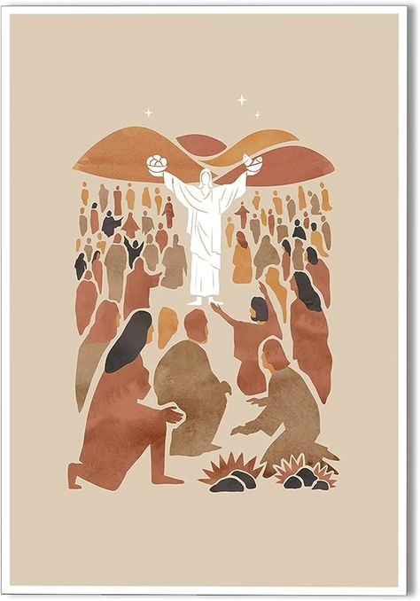 Christians Aesthetics, Lds Art Christ, Christian Branding, Minimalist Christian Art, Jesus Feeds 5000, Christian Minimalist, Minimalist Sketch, Christ The Good Shepherd, Painting Christian