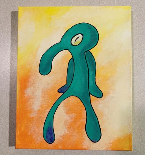 Bold And Brash Squidward Painting, Handsome Squidward Painting, Squidward Painting On Canvas, Spongebob Canvas Art, Spongebob Painting Canvases, Spongebob Painting Ideas, Squidward Art, Squidward Painting, Dorm Paintings