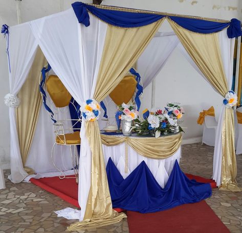 Curtain Backdrop Wedding, Wedding Tent Decorations, Home Flower Decor, African Traditional Wedding Dress, Wedding Car Decorations, Simple Birthday Decorations, African Traditional Wedding, Tent Decorations, Chair Sashes